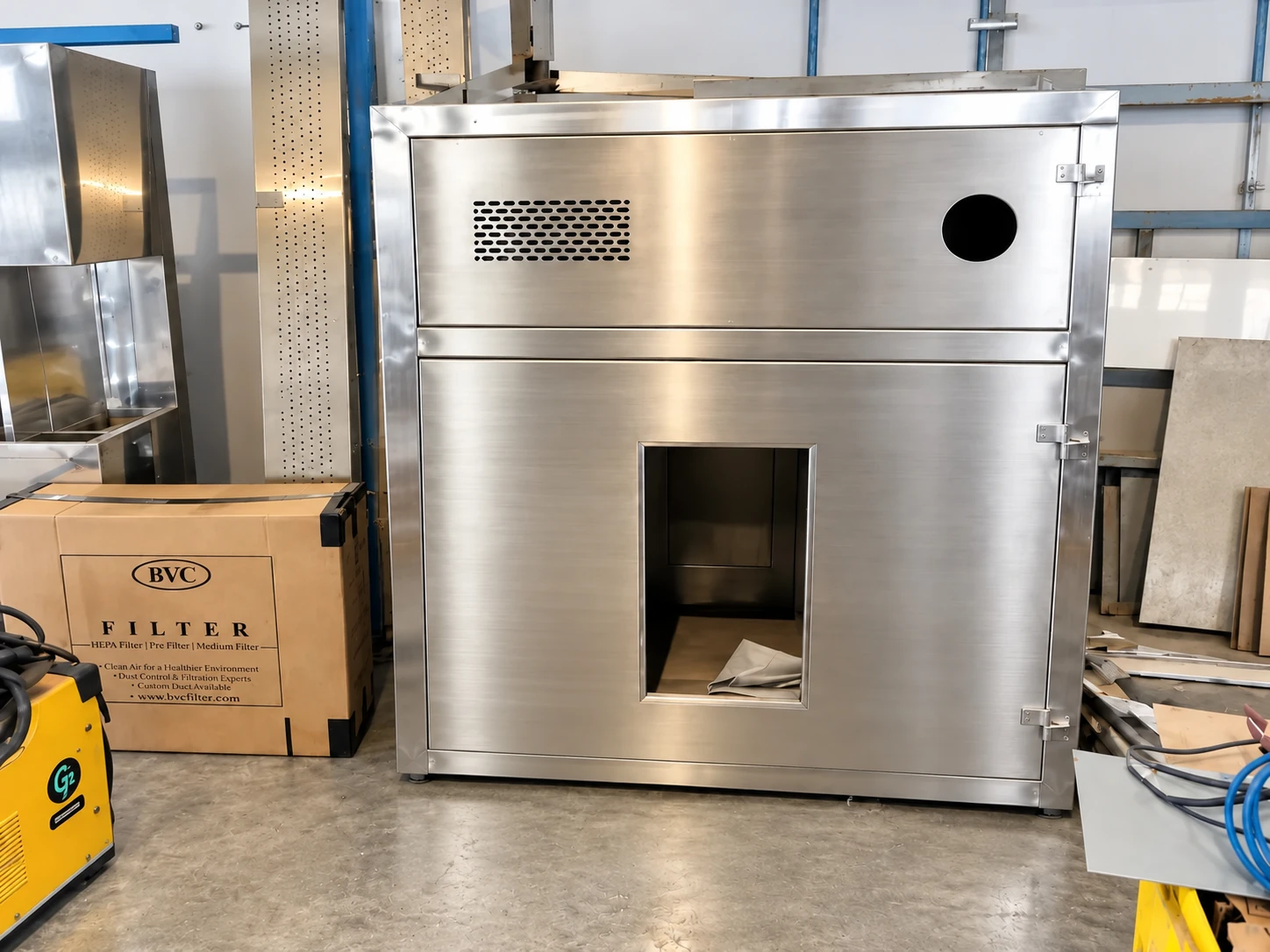 Stainless steel enclosure in production