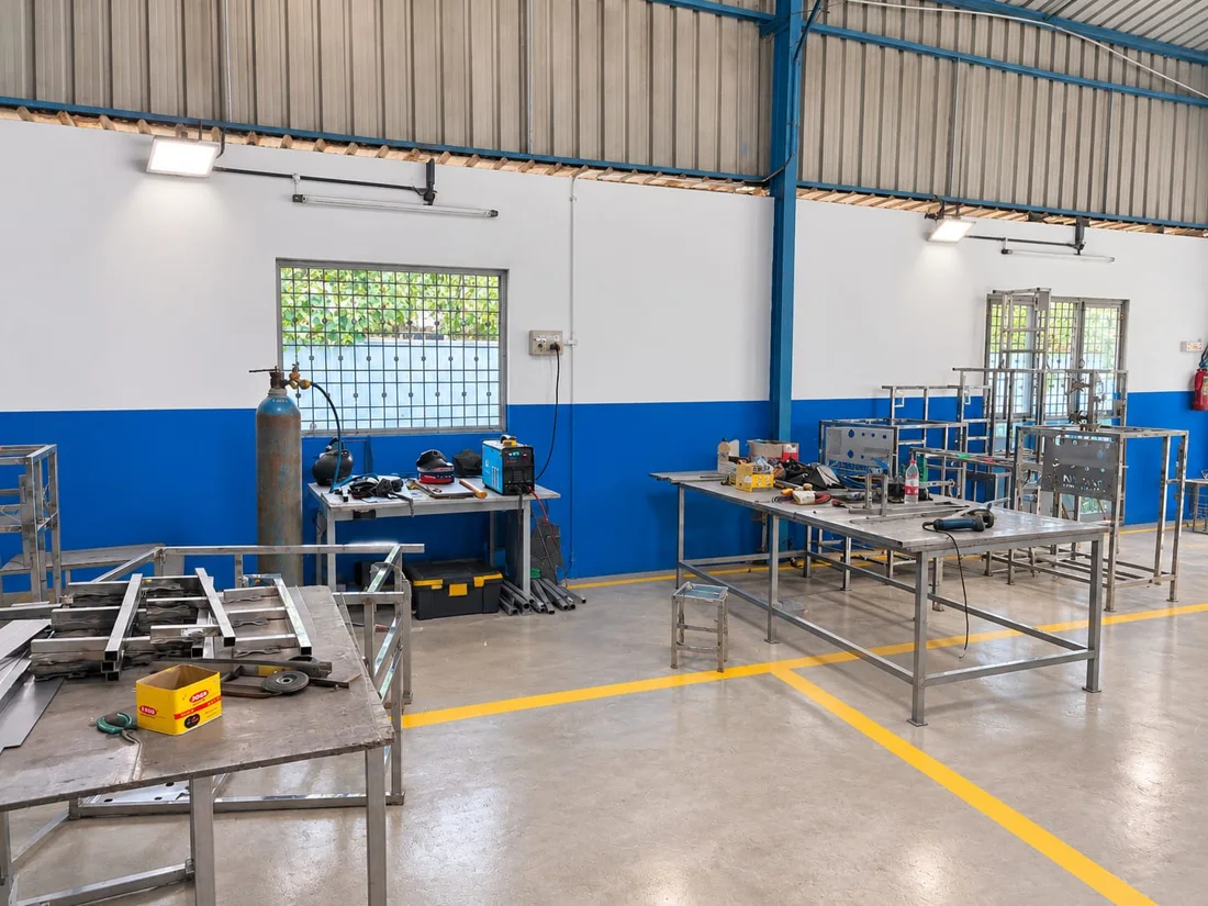 Fabrication benches and stainless steel frames